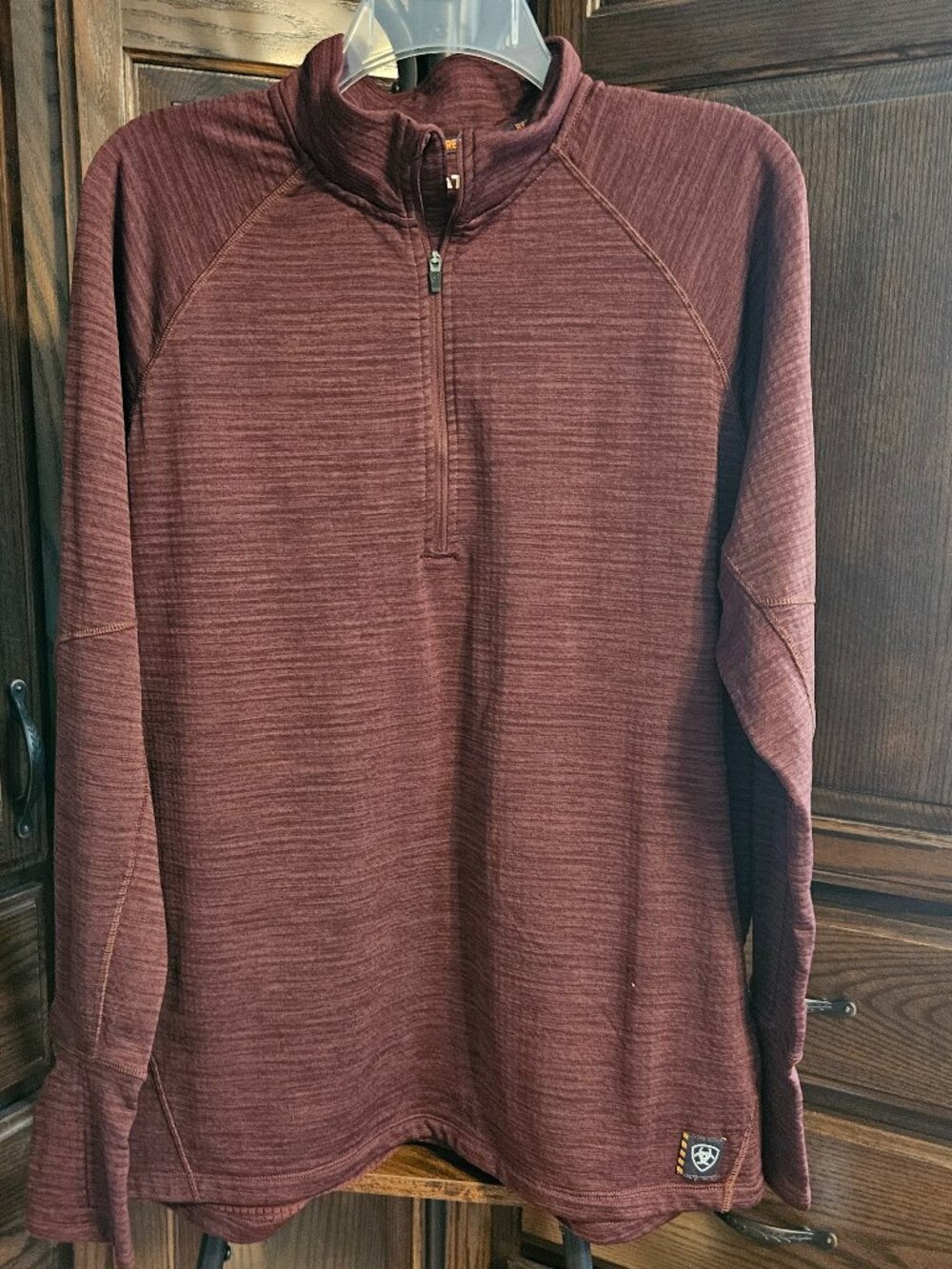 Ariat REBAR Men’s Large 1/4 Zip Pullover Burgundy Workwear